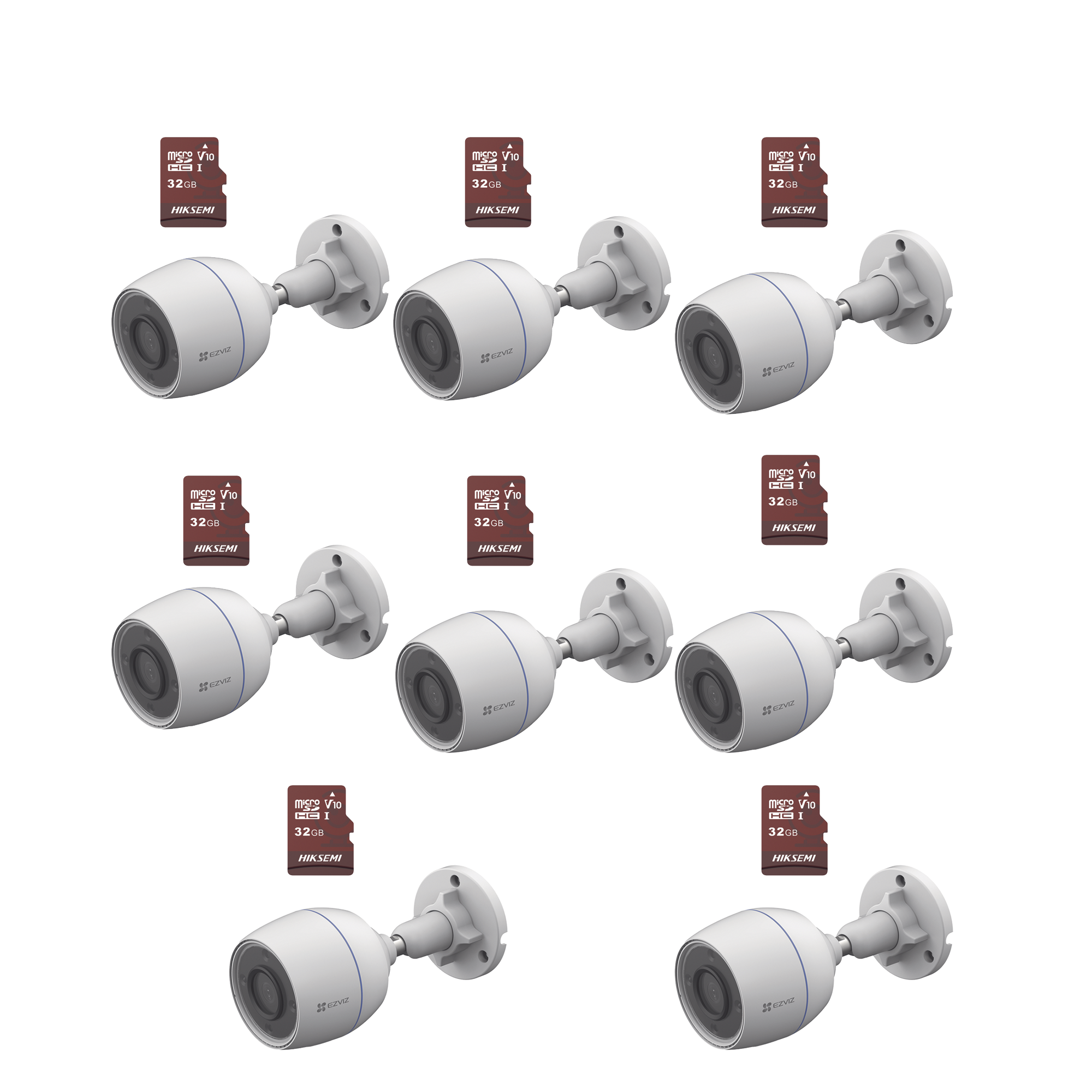 Kit de Camaras WiFi, Incluye 8 Piezas CS-H3C y 8 Piezas HS-TF-E1/32G / Detección de Movimiento Kit de Camaras WiFi, Incluye 8 Piezas CS-H3C y 8 Piezas HS-TF-E1/32G / Detección de Movimiento